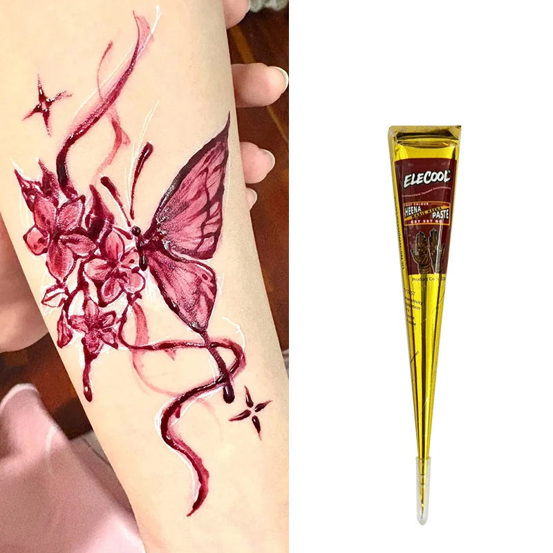 25g Indian Henna Dark Red Tattoo Paste Temporary Henna Cone For Tattoo Body Art Sticker Special Body Art Paint Henna