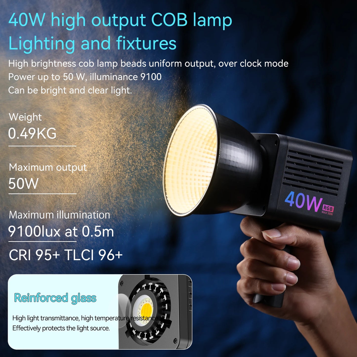 Ulanzi 40W Video Light COB Continuous Lighting Bowens Mount for Studio Video Tiktok Youtube Professional Led light photography