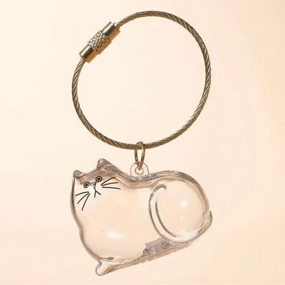Transparent Dog Hair Storage Container Adorable Pet Keepsake Capsule Pendant With Key Ring for Pet Lovers DIY Memorial Keychain