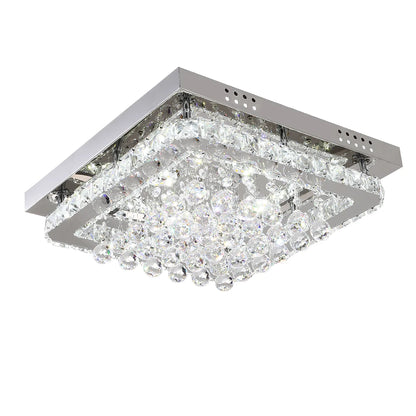 KOMORE Modern Fancy Crystal LED Flush Mount Ceiling Light Fixture, Cool White / Stepless Dimming for Office, Living Room