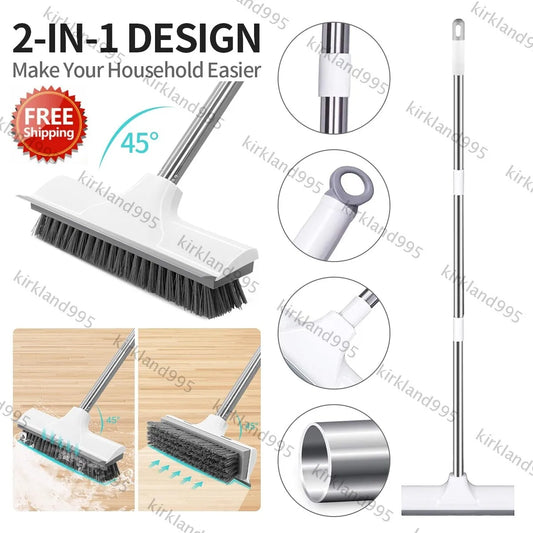Long Handle Scrub Brush 2 In 1 Floor Scrubber And Squeegee For Cleaning