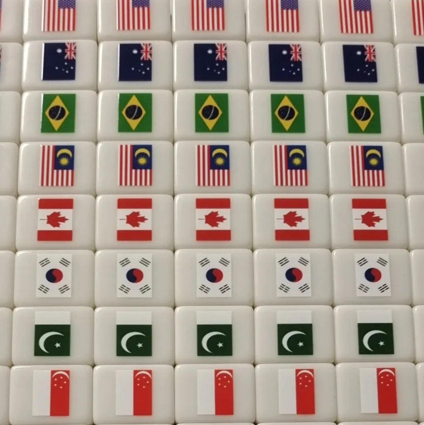 64 Blocks Tiktok Seaside Escape Mahjong Tile Game With Pattern Of Flag Ball Players Funny Parent Child Party Game Puzzle Toy