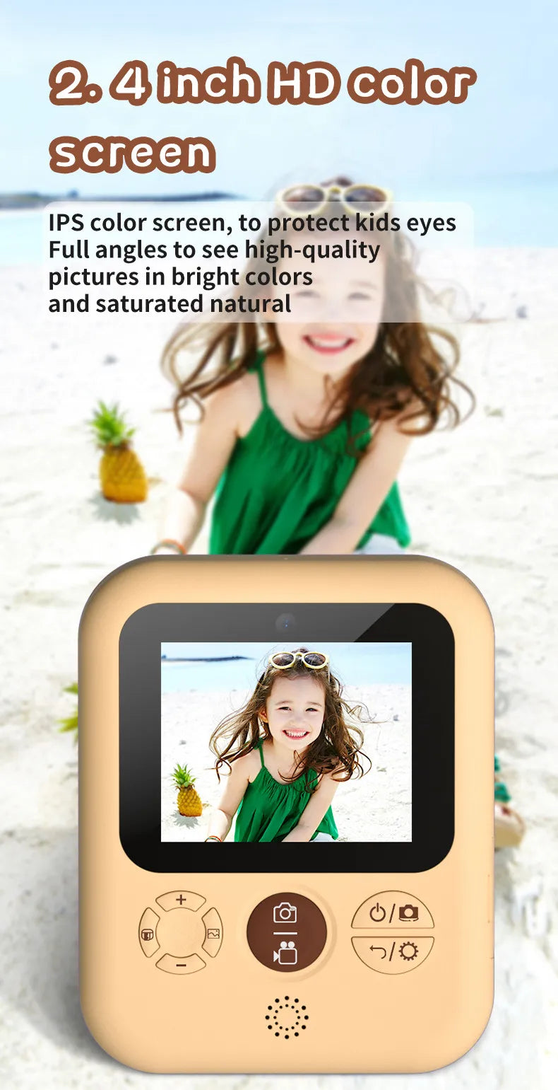 Children Camera Instant Print CP08 Dual Lens Kids Photo Printing Camera HD Video Recording with Thermal Paper Educational Toys