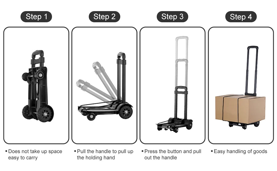 4 Wheel Trolley 40KG Heavy Duty Foldable Hand Sack Home Use Folding Truck Barrow Cart Portable Travel Luggage Shopping Cart