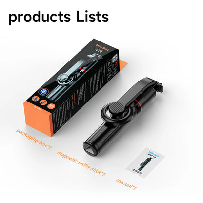 Magnetic Selfie Stick Tripod with Bluetooth Remote Magsafe Cellphone Stand for iPhone 14 13 12 Pro Max Vertical Shooting