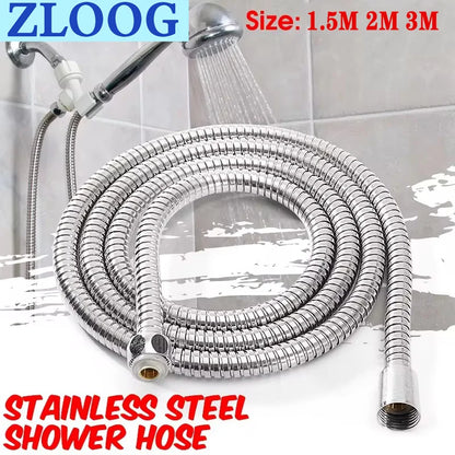 High Quality Grey 1.5m/ 2m /3m G1/2 Inch Flexible Shower Hose Stainless Steel Chrome Bathroom Water Head Shower Extension Pipe