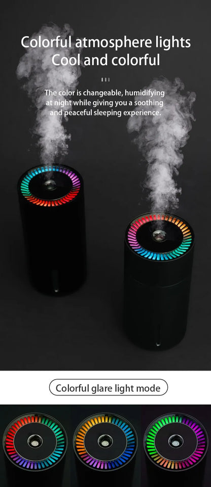 LED Light Aromatherapy Machine Humidifier Diffuser for Car Small Air Humidification Home and Bedroom Big Spray 260ml