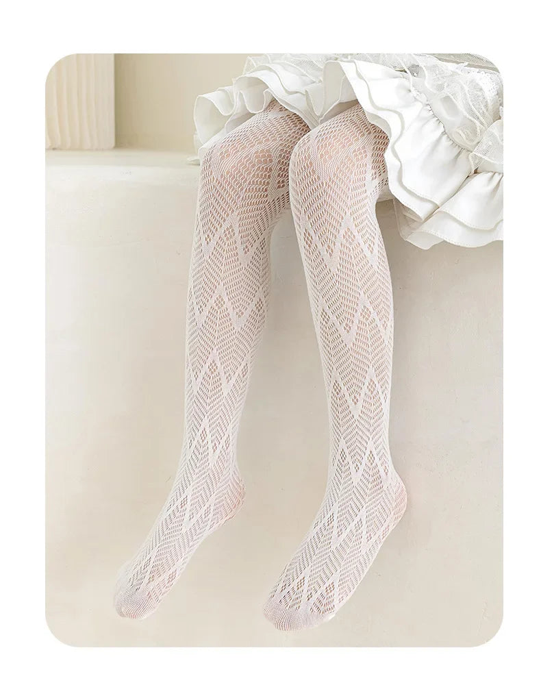 Thin Breathable Baby Girl Tights Kids Dance Stocking Sock Children School Student Uniform Tights Princess Wave Lace Pantyhose