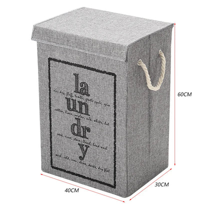 Fabric Foldable Laundry Basket Clothes Storage Bag with Lid