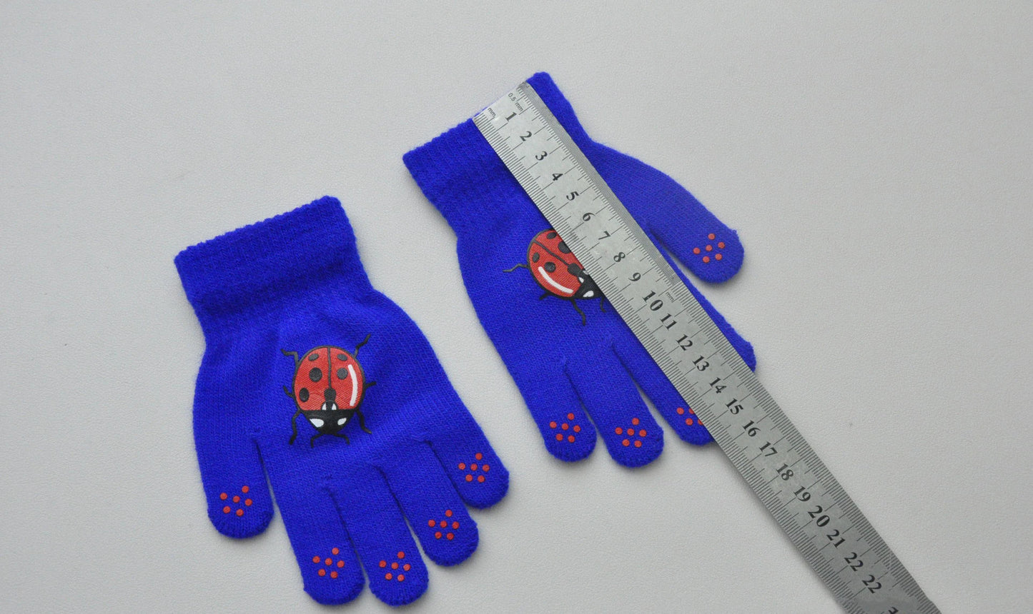 Children Knitted Warm Gloves For 5-12Y Baby Students Winter New Insect Full Finger Mittens Outdoor Cycling Skiing Gloves