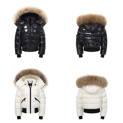 AS Winter kids Down Jackets bomber design coats with nature fur