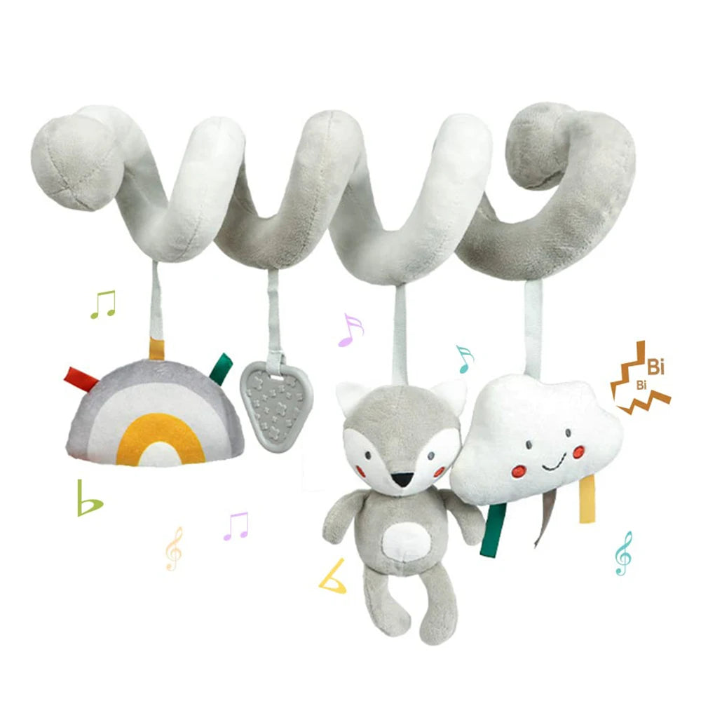 Newborns Spiral Hanging Activity Stroller Toy Baby Carseat Toy Black & White Lion Koala Rattle  for Crib Mobile Sensory Toy Gift