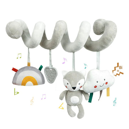 Newborns Spiral Hanging Activity Stroller Toy Baby Carseat Toy Black & White Lion Koala Rattle  for Crib Mobile Sensory Toy Gift