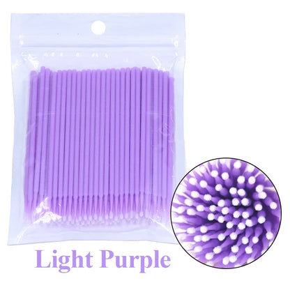100Pcs Eyelash Cleaning Brush Lash Extension Micro Cotton Swab Individual Eyelashes Microbrush Beauty Makeup Clean Remover Tools