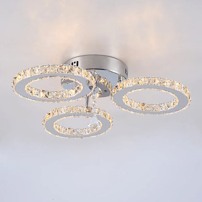 Modern K9 Crystal Led Rings Ceiling Lamp Chandelier Pendant Light Dimmable Luminaire Bedroom Living Dining Room Decor Fixture
