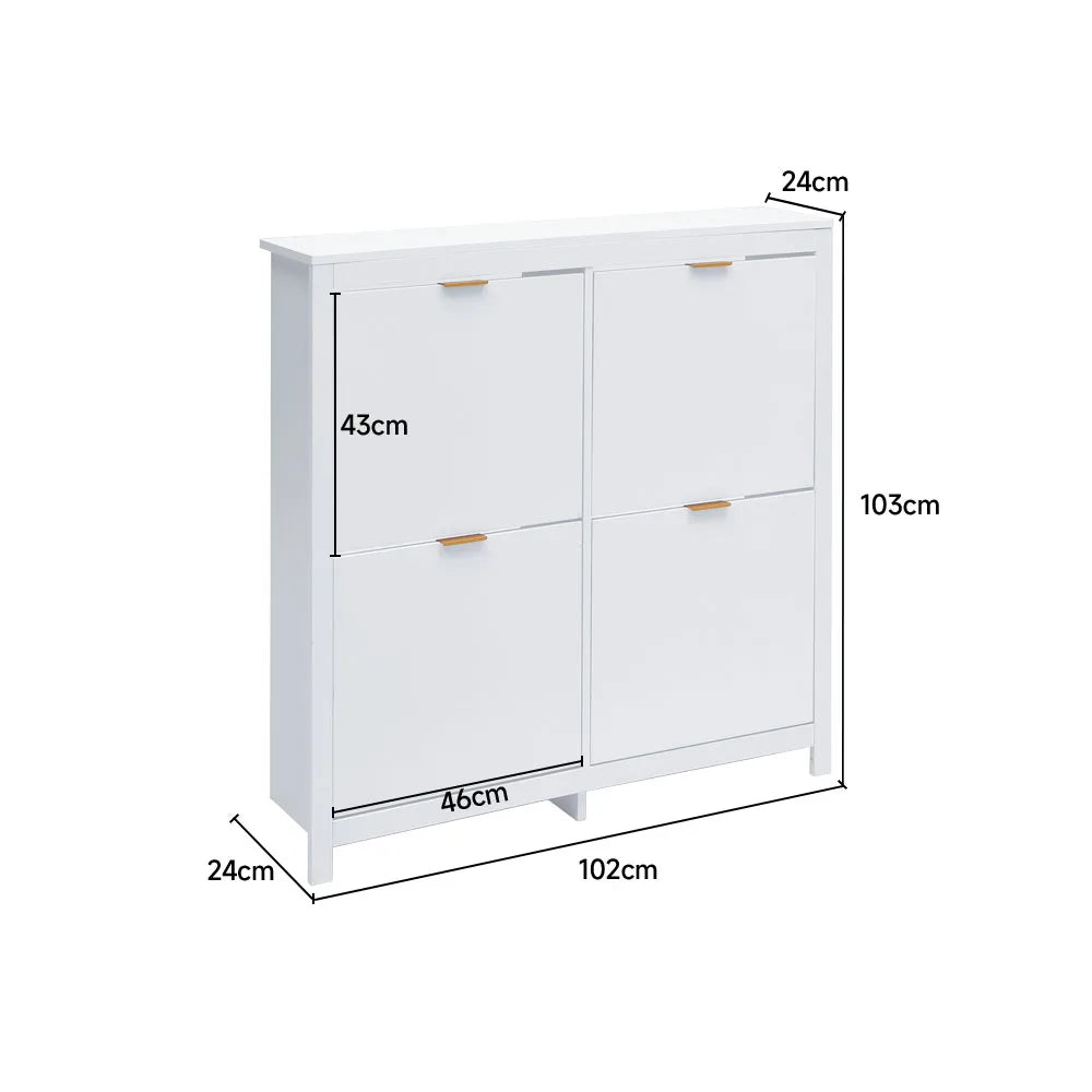 Livingandhome Flip Down Wood Shoe Cabinet in White for Hallway, Mudroom or Entryway