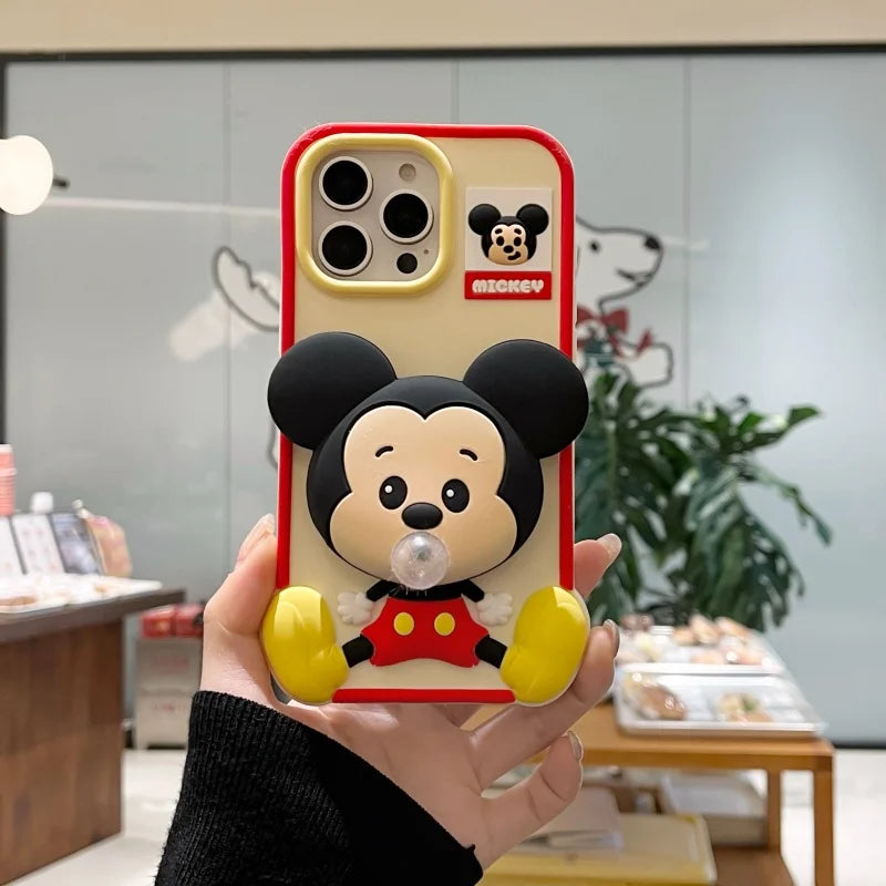 Baby pacifier Mickey Mouse Phone Case for iPhone 13 14 15 16 Pro Max 12promax DISNEY blow bubbles Soft silicone Cover Capa