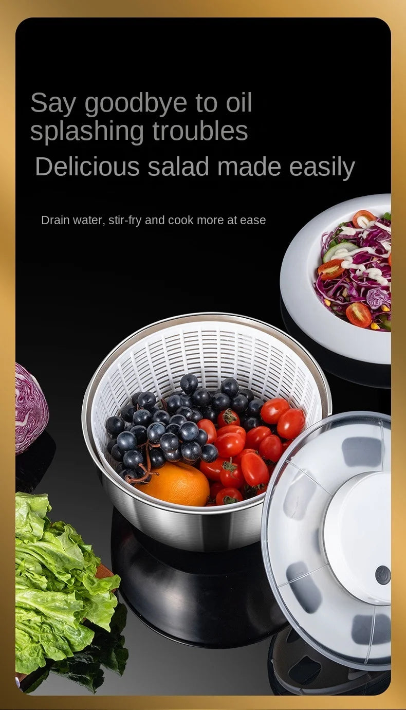 Stainless steel Vegetable Dehydrator Electric Cleanse Dryer Strainer Fruit and Vegetable Dry Wet Separation Dehydrator Kitchen
