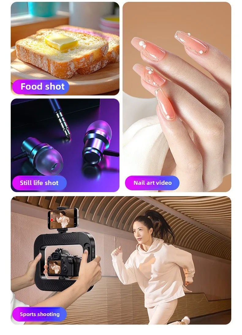 Phone Video Handheld LED Fill Light Selfie Light Phone Video Stabilizer for Camera, Phone, Tiktok, YouTube, Makeup, Video Blog