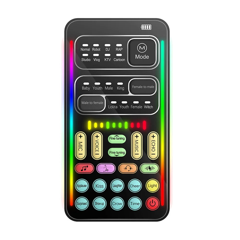 i9 Voice Changer Mini Multiple Audio Effect Bluetooth-Compatible Live Sound Cards Ultra-Thin Portable Live Sound Card Mic Tool