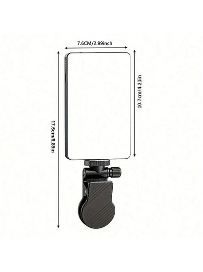 Rechargeable Selfie Light, Phone Fill Light with Clip, Portable Detachable Clip-On Video Light for Selfies, Makeup, Live Streaming, Suitable for Iphone, Android, iPad Smartphones