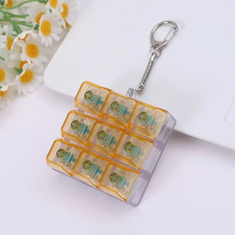 9-in-1 Keyboard Keychain Fidget Toy Decompression Button Finger Clicker Toys Stress Relief Keyboard Fidget Sensory Toys for kids