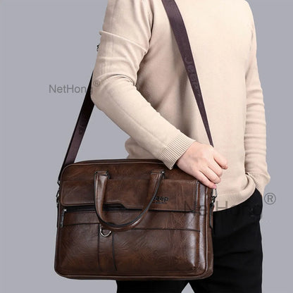 Men's Leather Cross Body Messenger Shoulder Handbag Travel Work Business Bag