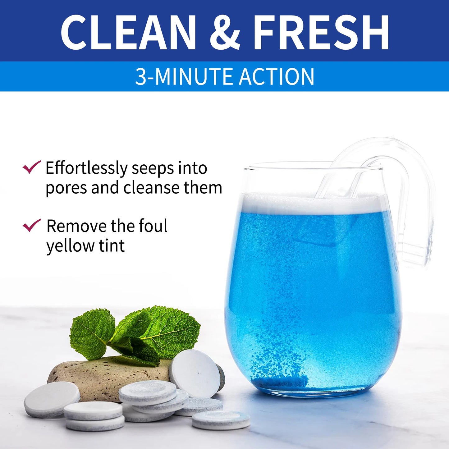 100 Tabs Denture Cleaning Tablet False Tooth Retainer Cleaner Tablets Whitening Remove Odor Discoloration Stain Plaque Oral Care