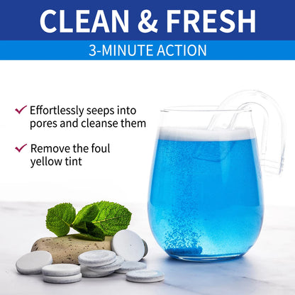 100 Tabs Denture Cleaning Tablet False Tooth Retainer Cleaner Tablets Whitening Remove Odor Discoloration Stain Plaque Oral Care