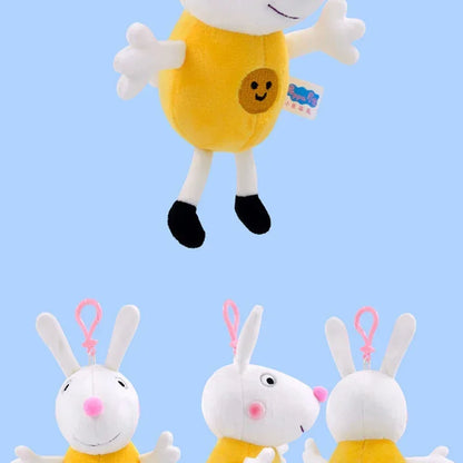 19CM Genuine Peppa Pig George Emily Candy Dennie Pedro Stuffed Plush Toys Keyring Animal Doll Pendant Children's Birthday Gifts