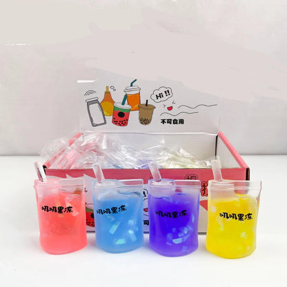 Summer Kawaii Squishy Big Milk Tea Cup Anti-Pressure Pinching Squeeze Kids Toy Fruit Cup Sensory Stress Relief Water Polo Gift