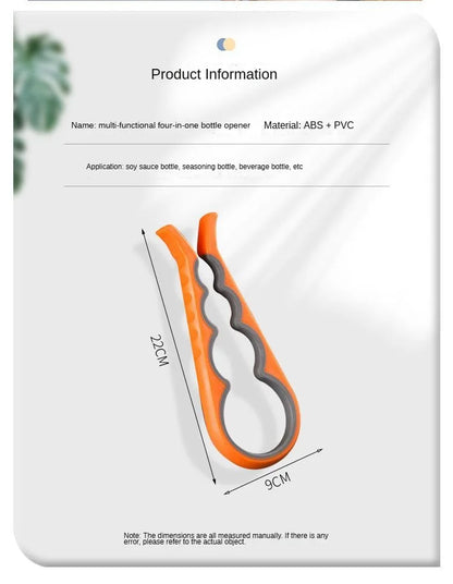 Four-in-One Bottle Opener Kitchen Multi-Functional Can Openers Cans Bottle Opener Non-Slip Labor-Saving Twist Bottle Lid Opener