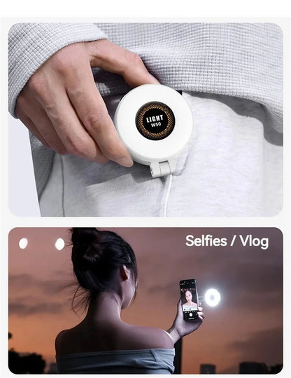 2in1 For Travel, Desktop, Selfies, Video, Makeup Portable Foldable Magnetic Rechargeable Ring Fill Light Phone Holder Perfect