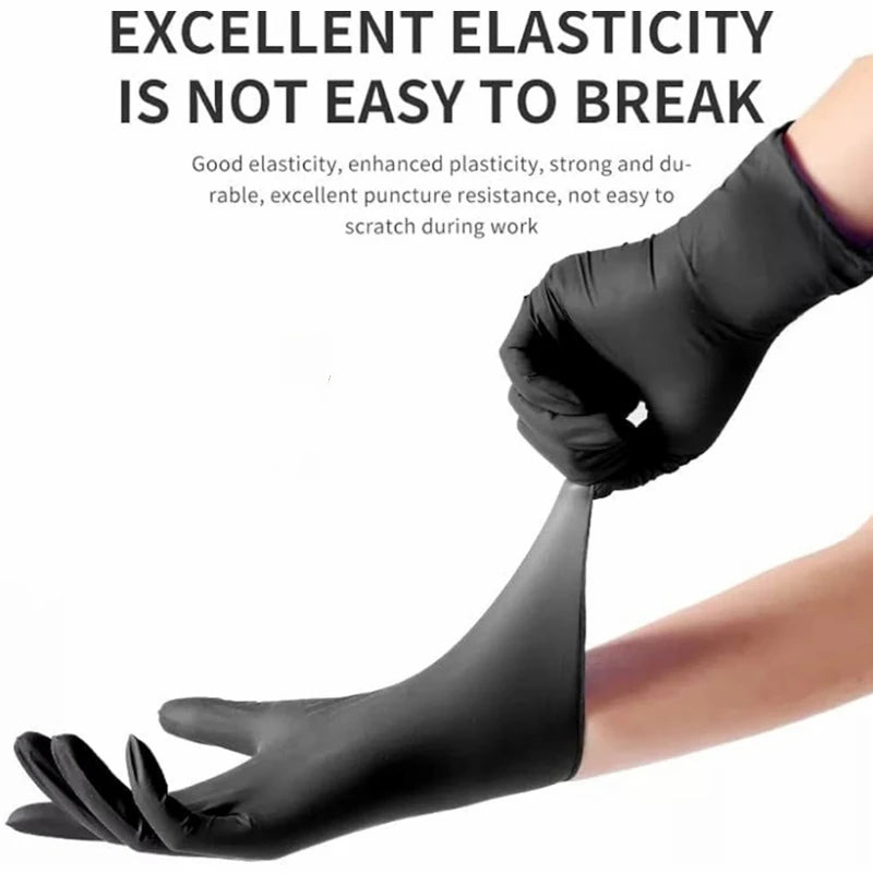 Black Nitrile Disposable Gloves 20/100Count 4Mil Latex Free Textured Cleaning Gloves for Industrial Mechanic Tattoo Automotive
