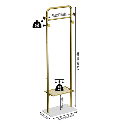 Heavy Duty Gold Pole Clothing Rack Granite Stone Base Modern Home Hotel Bedroom Tree