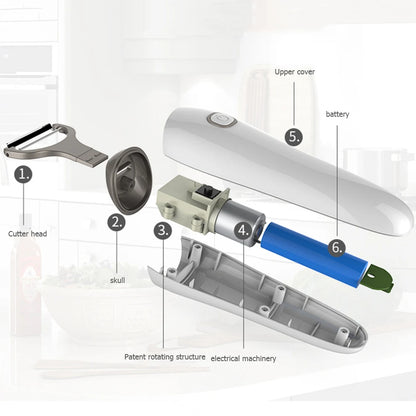 Electric Peeler with 3 Cutter Heads Mini Electric Peeler USB Rechargeable Stainless Steel Safety Lightweight Home Kitchen Tool