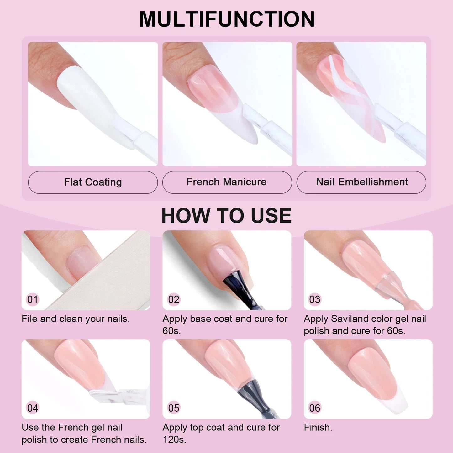 SAVILAND 10ml White Gel Nail Polish French Extension UV LED Gel French Tip Nail Art Nail Supplies For Manicure Nail Art Starter