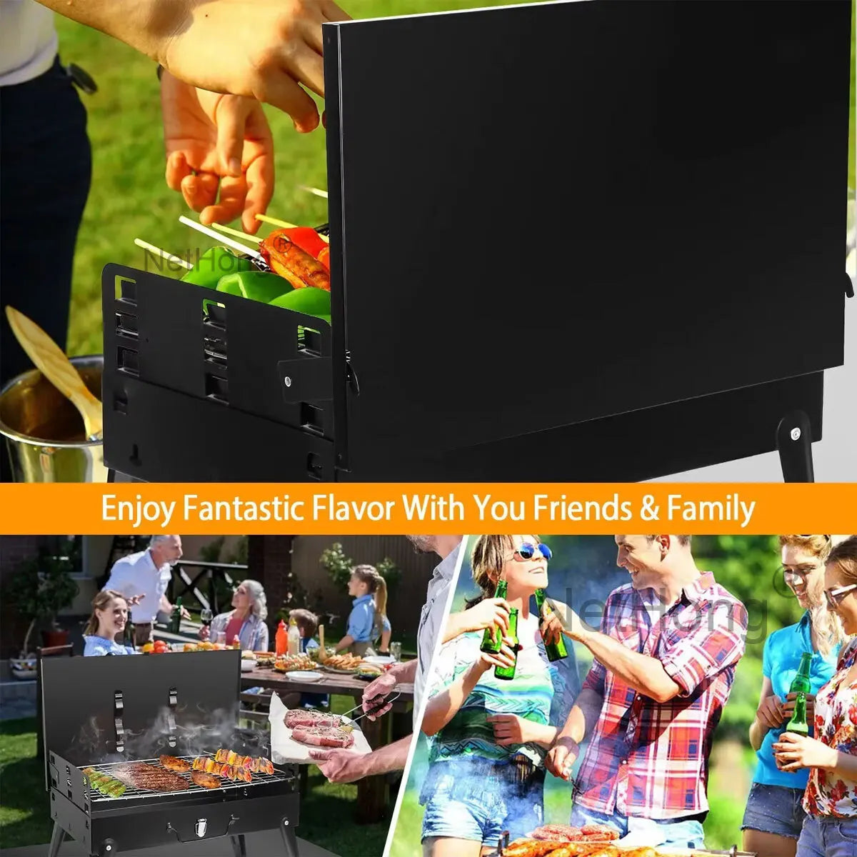 Portable Folding Charcoal BBQ Barbecue Camping Grill Travel Picnic Outdoor