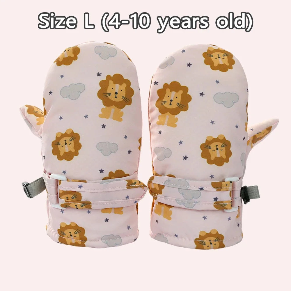 Kids Winter Ski Gloves - Waterproof Cartoon Mittens for Boys & Girls Age 4-6