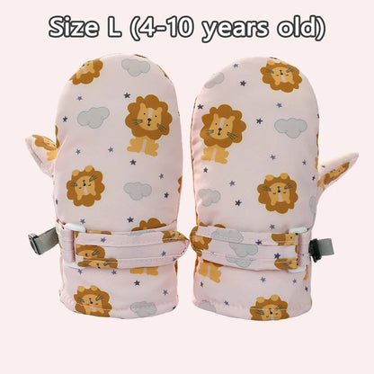 Kids Winter Ski Gloves - Waterproof Cartoon Mittens for Boys & Girls Age 4-6