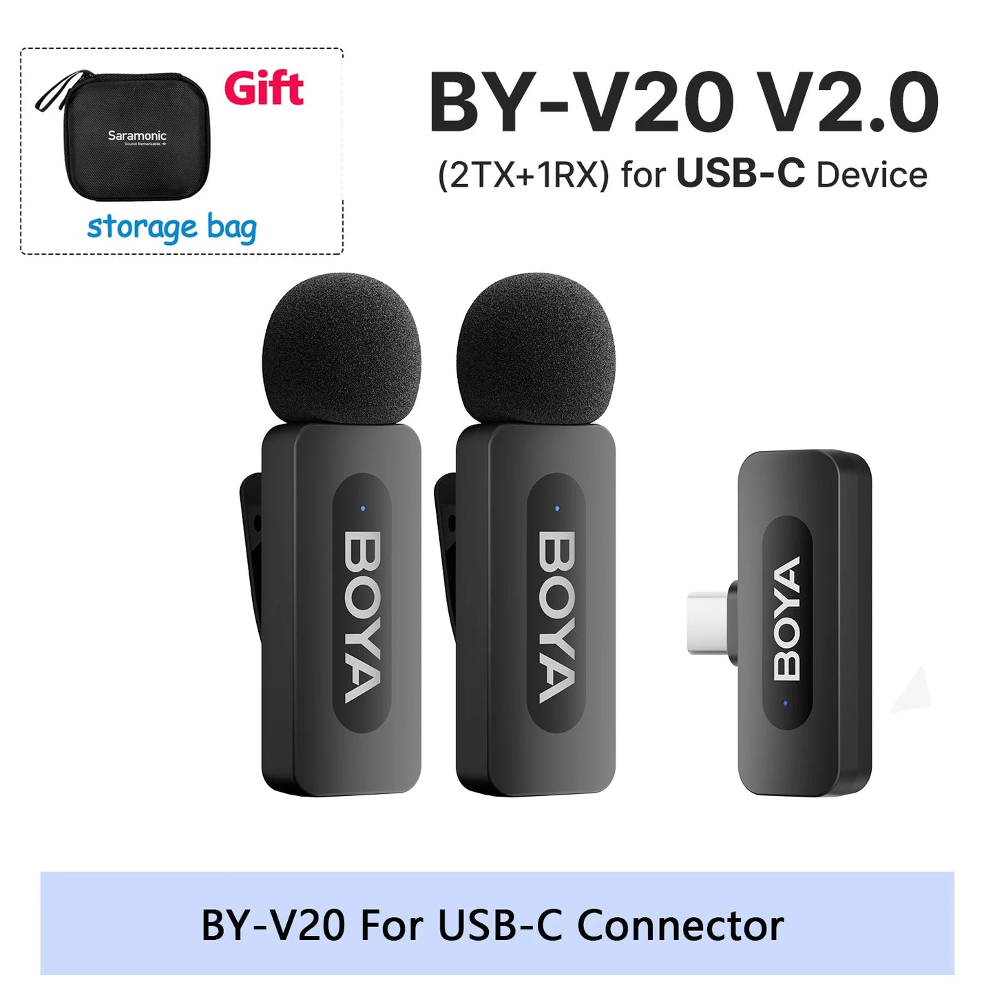 BOYA BY-V Professional Wireless Lavalier Mini Microphone for iPhone iPad Android Live Broadcast Gaming Recording Interview Vlog