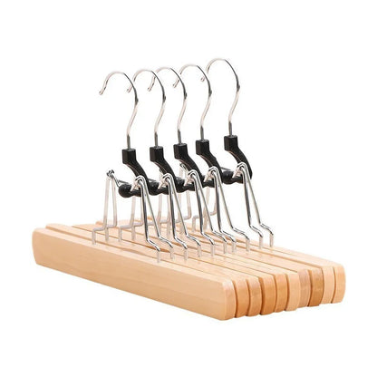 5pcs super strong clamping force solid wood pants rack pants and skirt clips non-slip traceless home storage