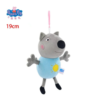 19CM Genuine Peppa Pig George Emily Candy Dennie Pedro Stuffed Plush Toys Keyring Animal Doll Pendant Children's Birthday Gifts