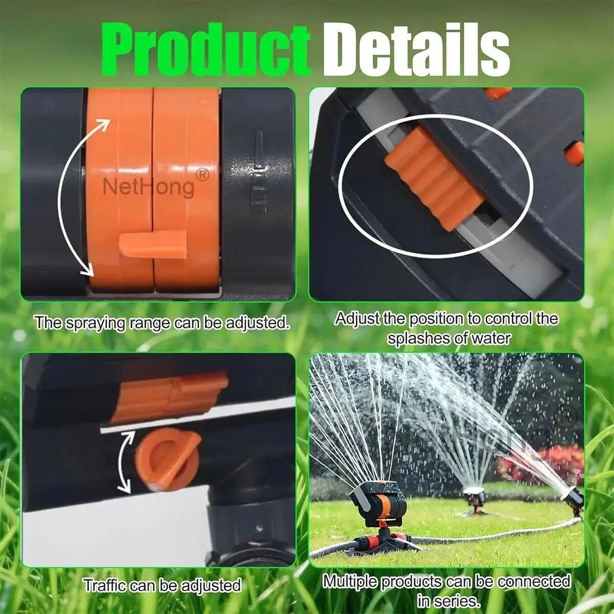 Compact Oscillating Garden/Lawn Sprinkler Automatic Watering UK~