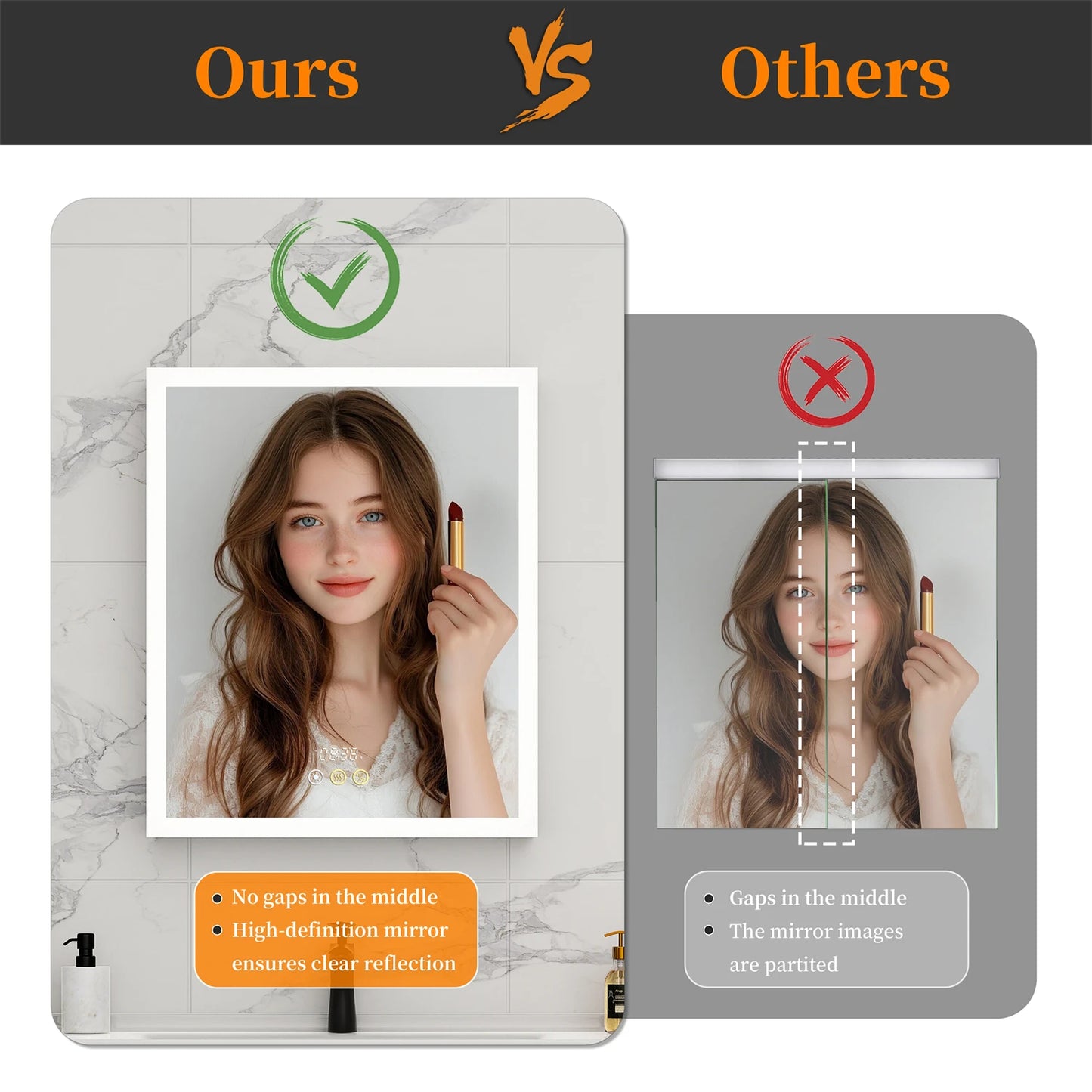 60/70CM Illuminated LED Wall Mirrored Bathroom Storage Medicine Cabinet with Shaver Socket, Bluetooth Speaker Anti-Fog