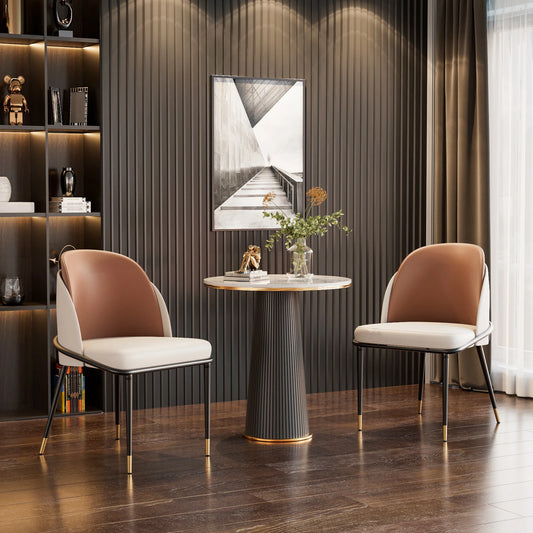 Luxurious Upholstered Dining Room Chairs Set, Microfiber Silicone Leather, 2 Colors, Kitchen Chairs