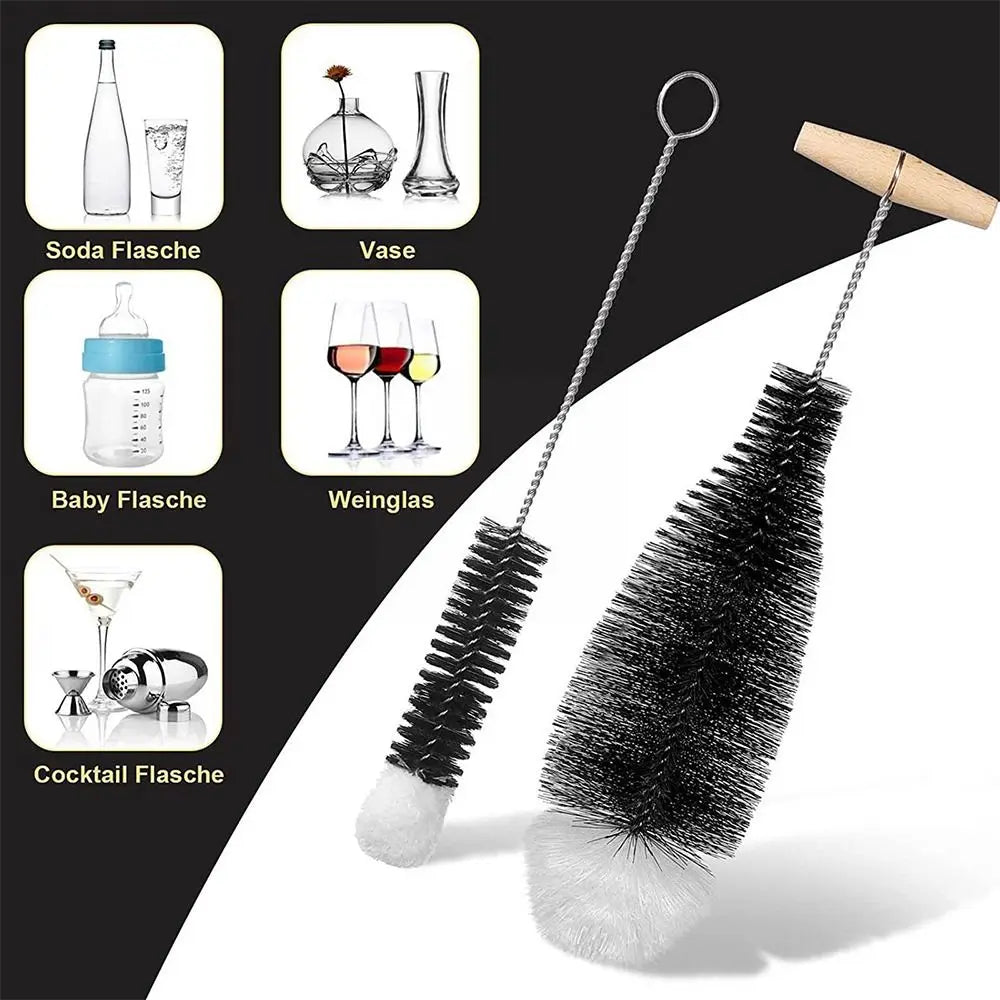 Drink Wineglass Bottle Cup Cleaning Soda Stream Bottle Brush With Beechwood Handle Glassware Jars Cleaner Kitchen Cleaning Tool