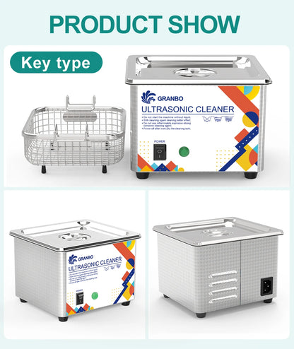 Granbosonic Ultrasonic Cleaner 800ML 1L 40KHz 35W 60W Easy Operation Jewelry Glasses Makeup Washer Bath New Design