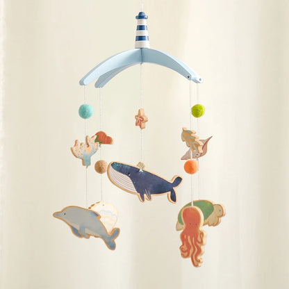 Newborn Baby Rattles Toys 0-12 Months Soft Felt Whale Bed Bell Infant Mobile Crib Hanging Musical Carousel Toy Boys Girls Gift