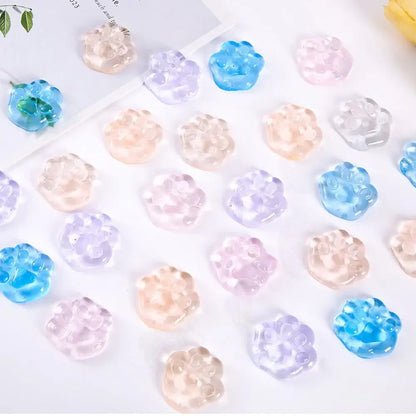 5-10PCS Kawaii Cat Paws Sticky Squeeze Toys Soft Realistic Jelly Glitter Cat Paws Transparent Squeeze Toys Kids Adult Gifts